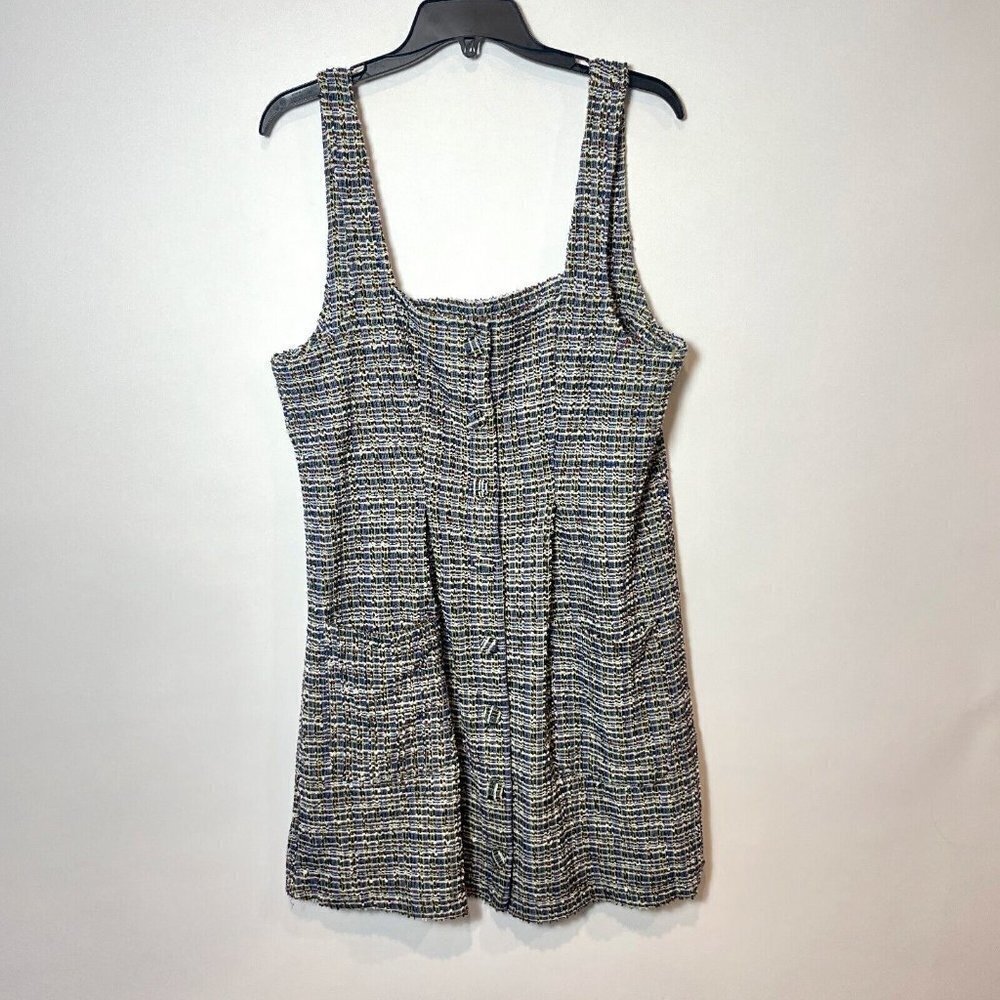 Free People Maxx‎ Mini Shift Dress Multi M Sleeveless Tweed Button Y2K Clueless